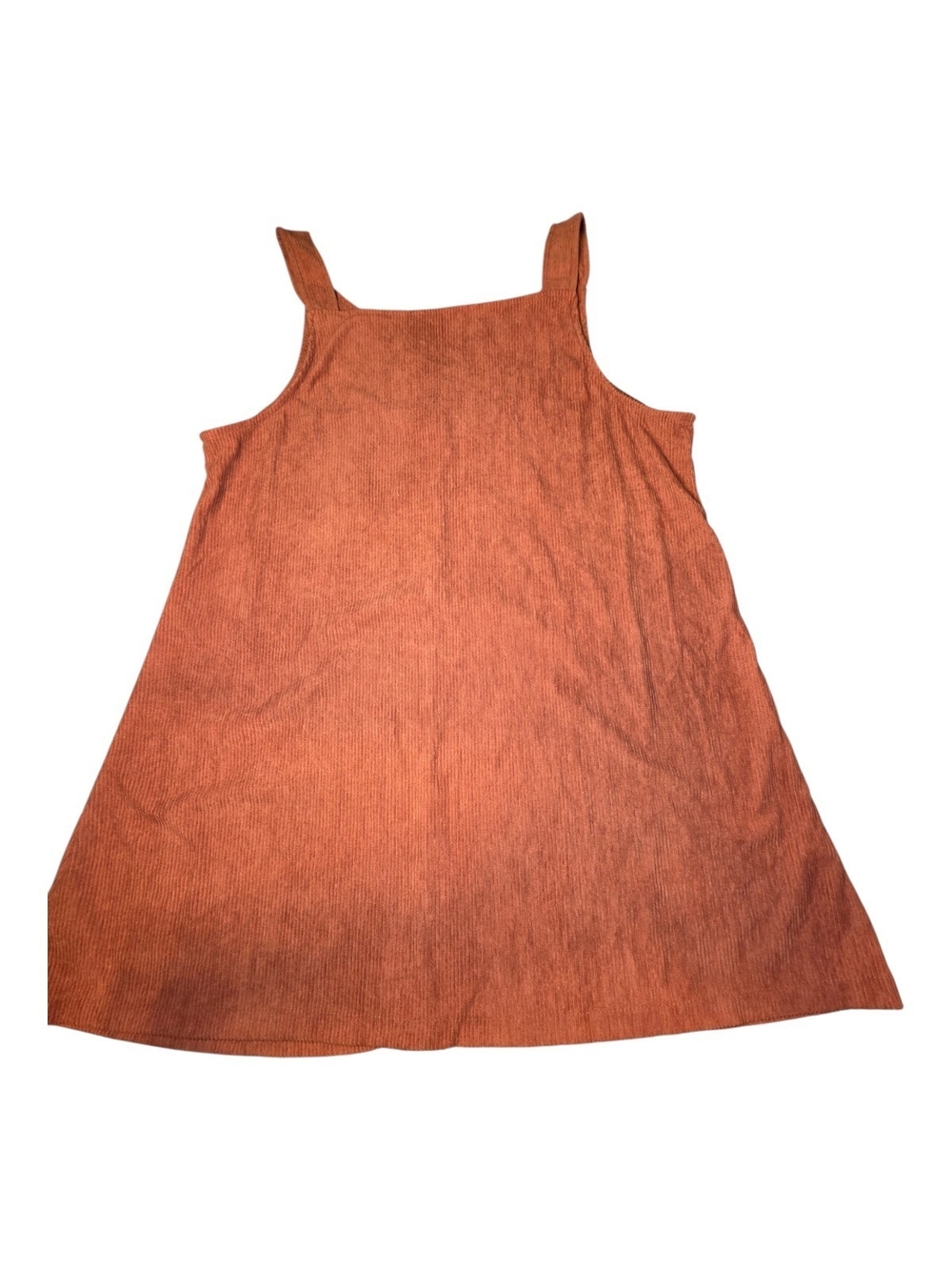 Burnt Orange Corduroy Shift Mini Dress Sleeveless Textured A-Line XXL